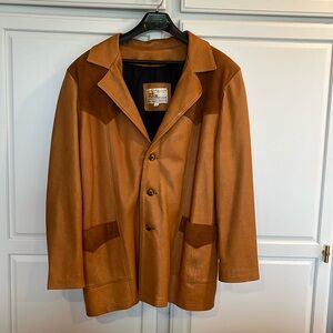 Elegant Men’s Leather Western Style Dress Coat